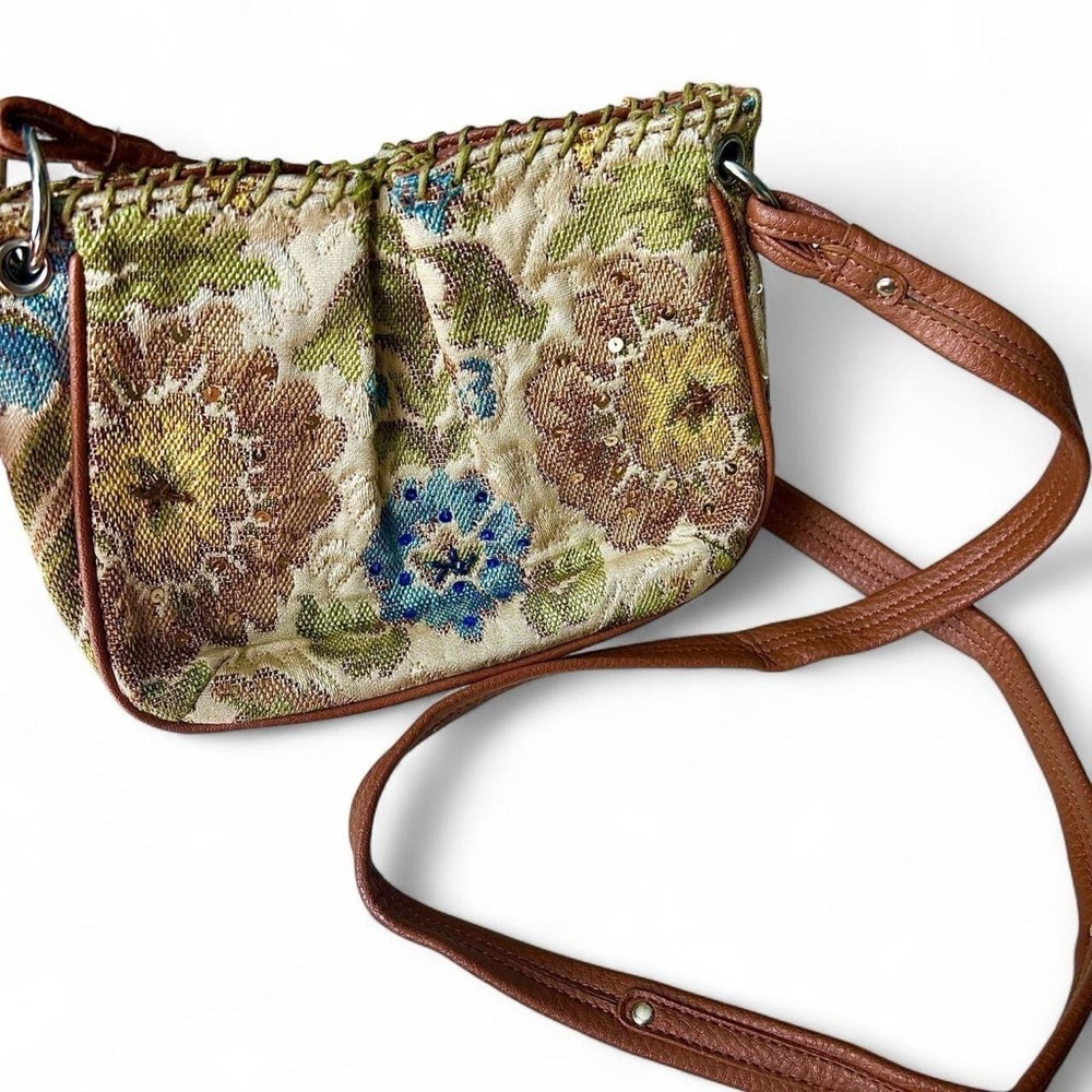 👜 Vintage Liz Claiborne Floral Tapestry Crossbody/Shoulder Bag | Cottagecore - Picture 2 of 8